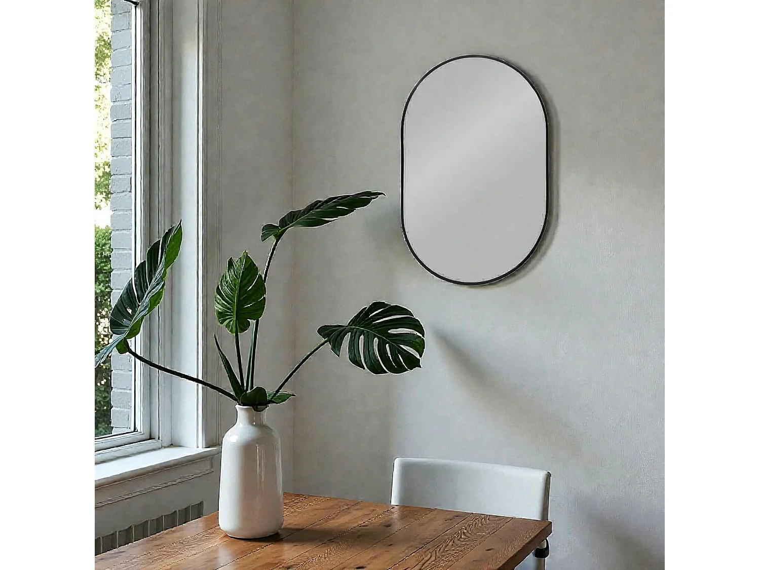 Miroir ovale avec cadre noir 50x80 cm SEOUL