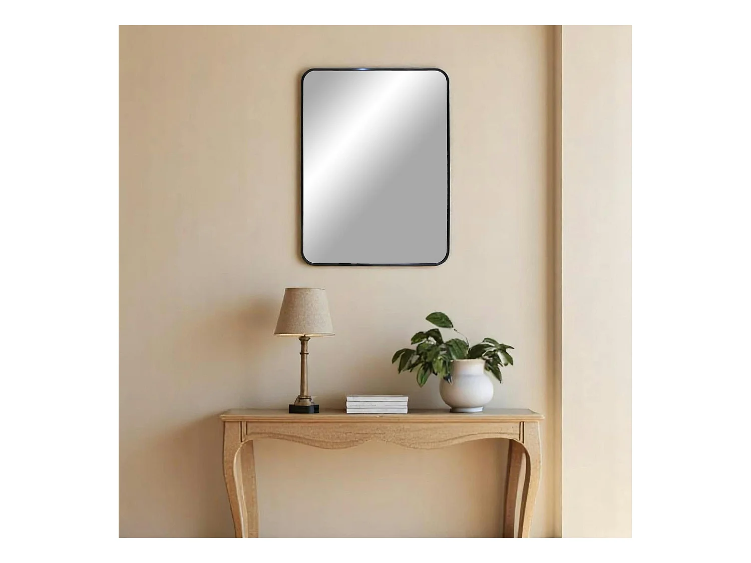 Miroir rectangulaire moderne avec cadre noir 50x70 cm SEOUL