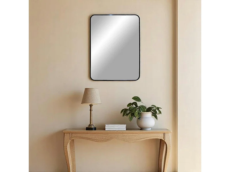 Miroir rectangulaire moderne avec cadre noir 50x70 cm SEOUL