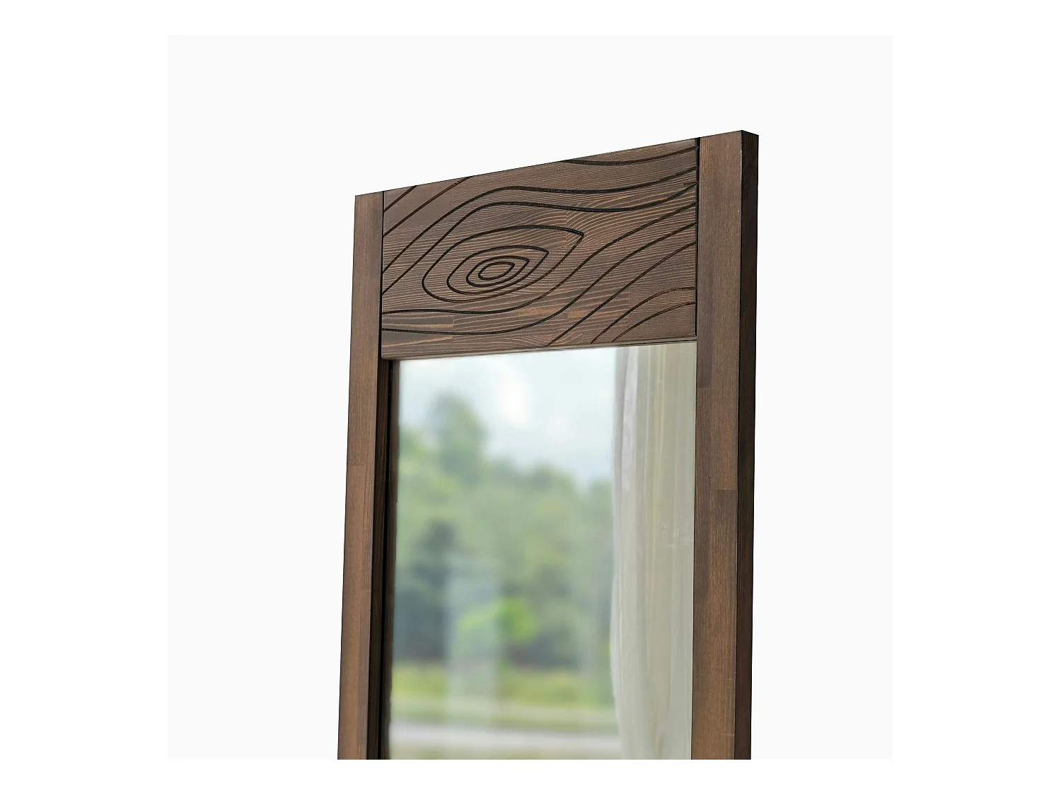 Miroir vertical en bois foncé - motif tronc d'arbre HILO