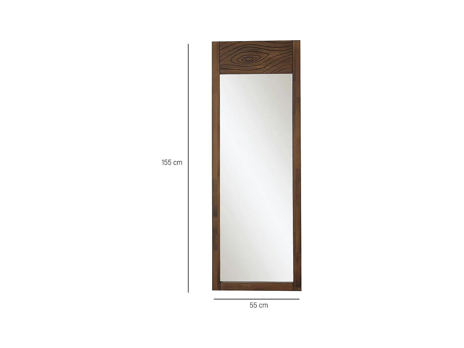 Miroir vertical en bois foncé - motif tronc d'arbre HILO