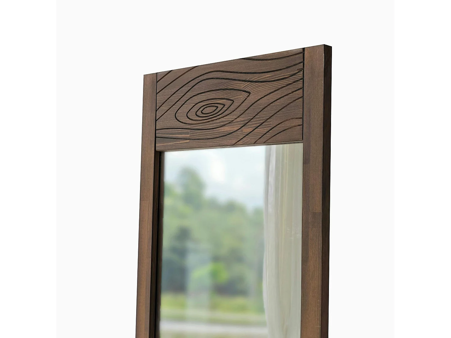 Miroir vertical en bois foncé - motif tronc d'arbre HILO