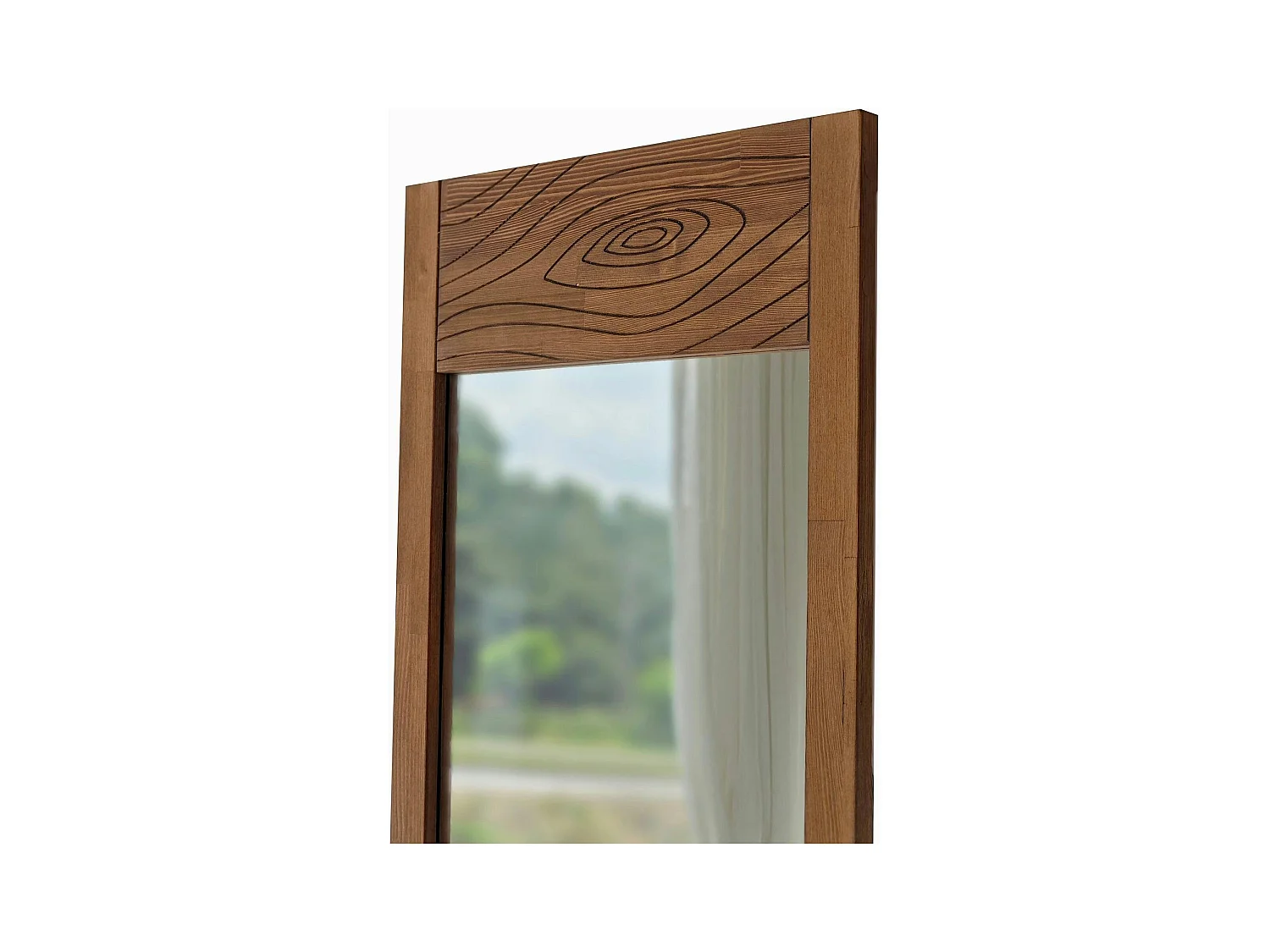 Miroir vertical en bois brun - motif tronc d'arbre HILO