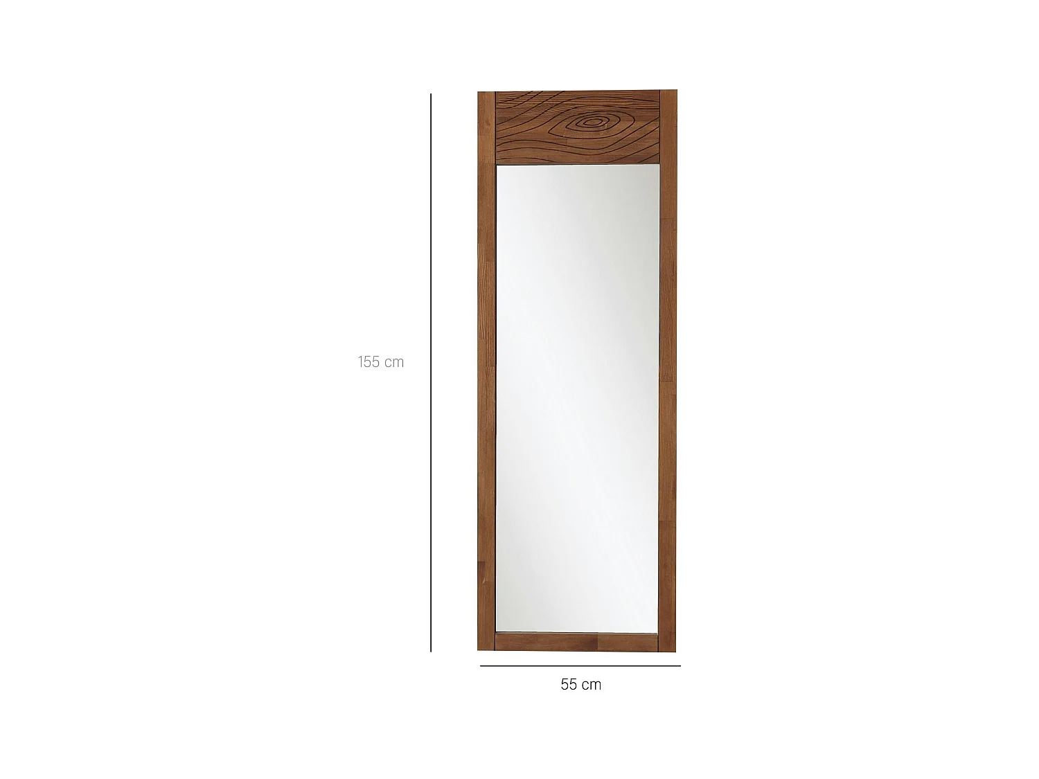 Miroir vertical en bois brun - motif tronc d'arbre HILO
