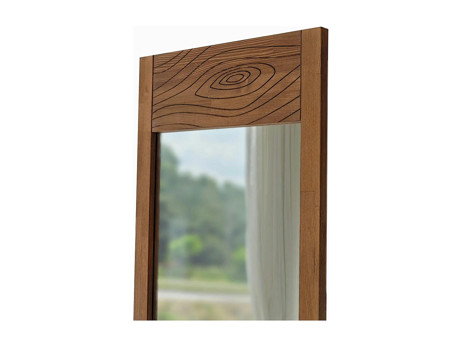 Miroir vertical en bois brun - motif tronc d'arbre HILO