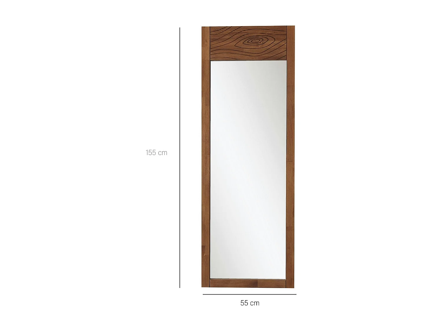Miroir vertical en bois brun - motif tronc d'arbre HILO