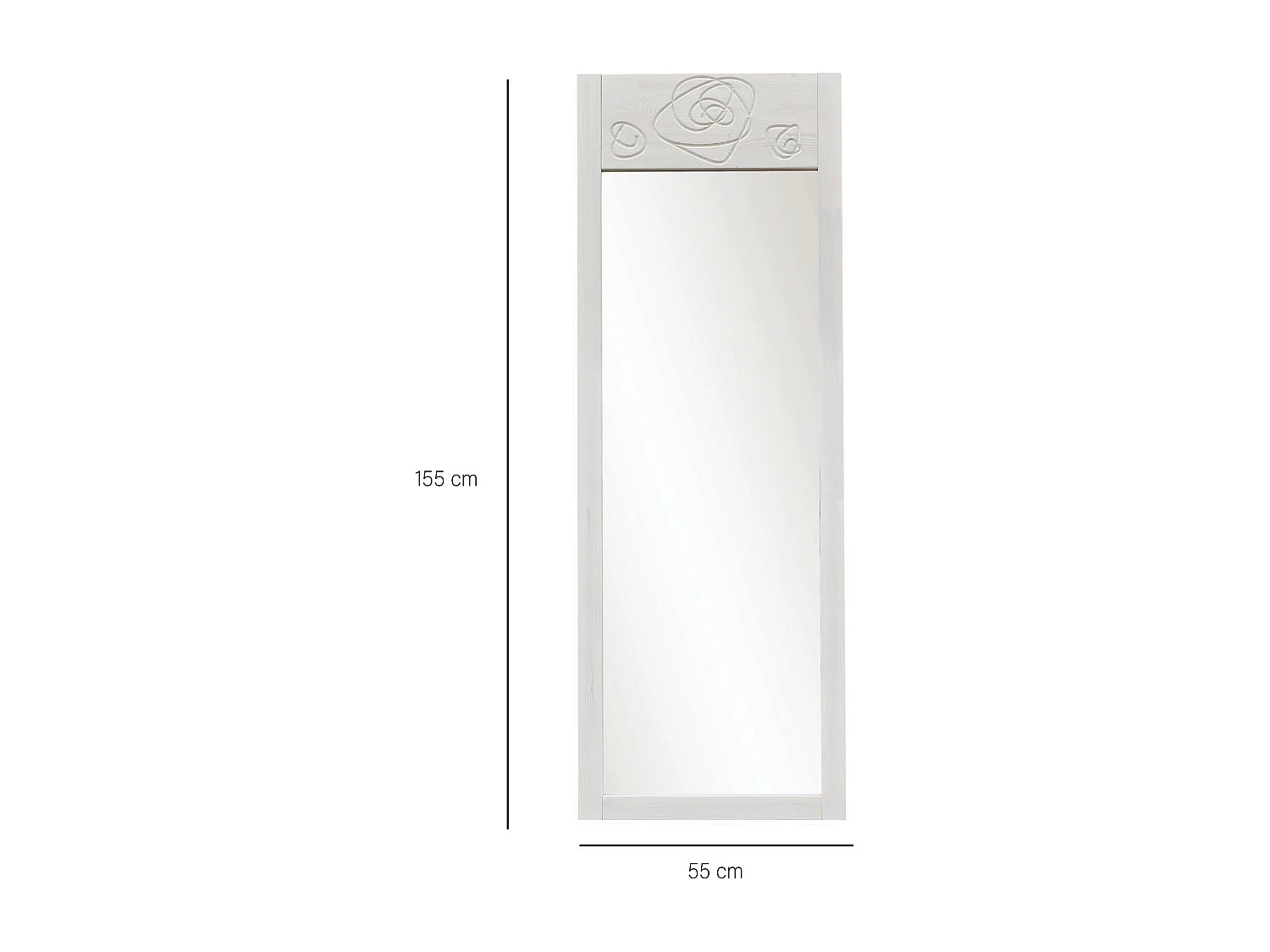 Miroir vertical blanc - motif rose HILO
