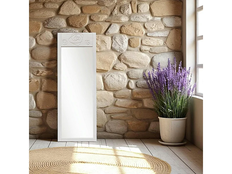 Miroir vertical blanc - motif rose HILO