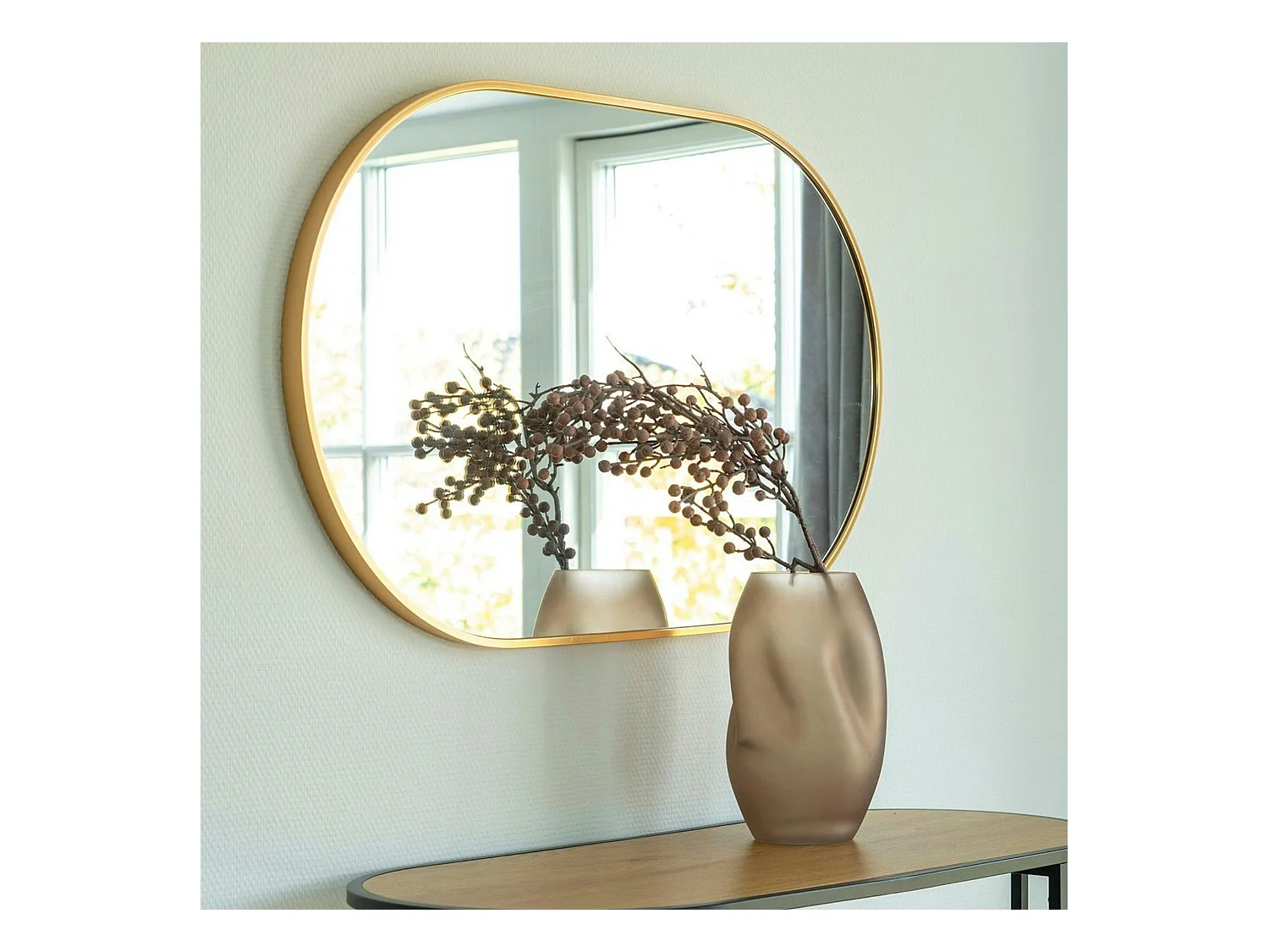 Miroir ovale avec cadre doré 50x80 cm SEOUL