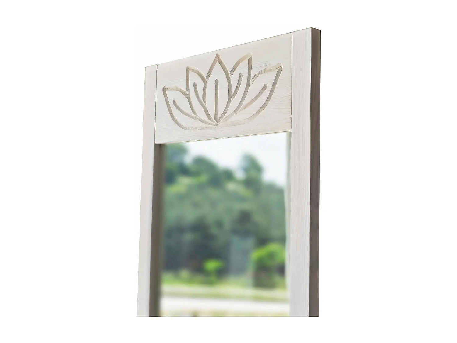 Miroir vertical blanc - motif lotus, 155 cm HILO