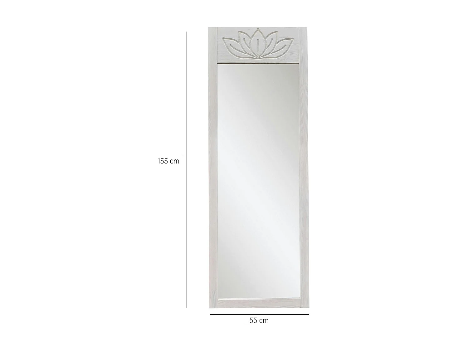 Miroir vertical blanc - motif lotus, 155 cm HILO