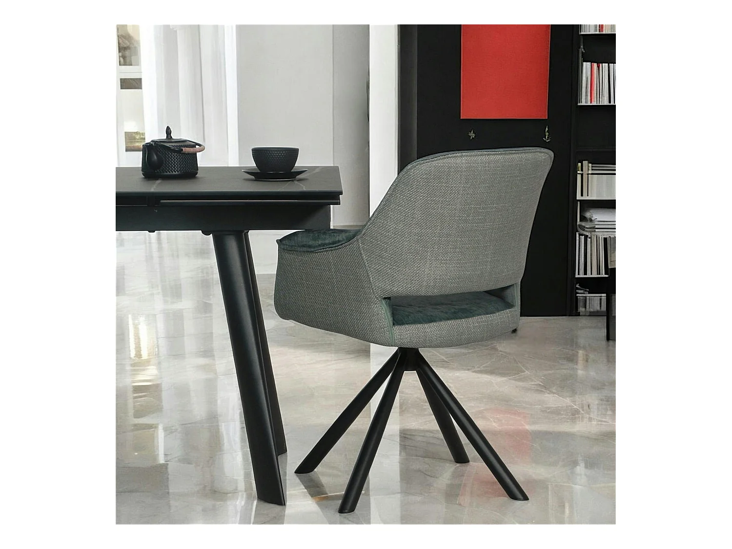 Fauteuil pivotant bi-matière, couleur lagon (lot de 2) IENA