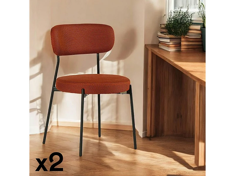 Chaise en tissu résille matelassée terracotta (lot de 2) IENA