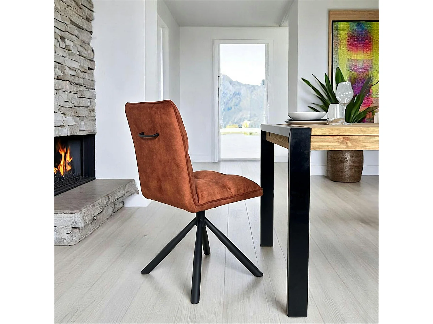 Chaise rotative tissu rouille (lot de 2) IENA