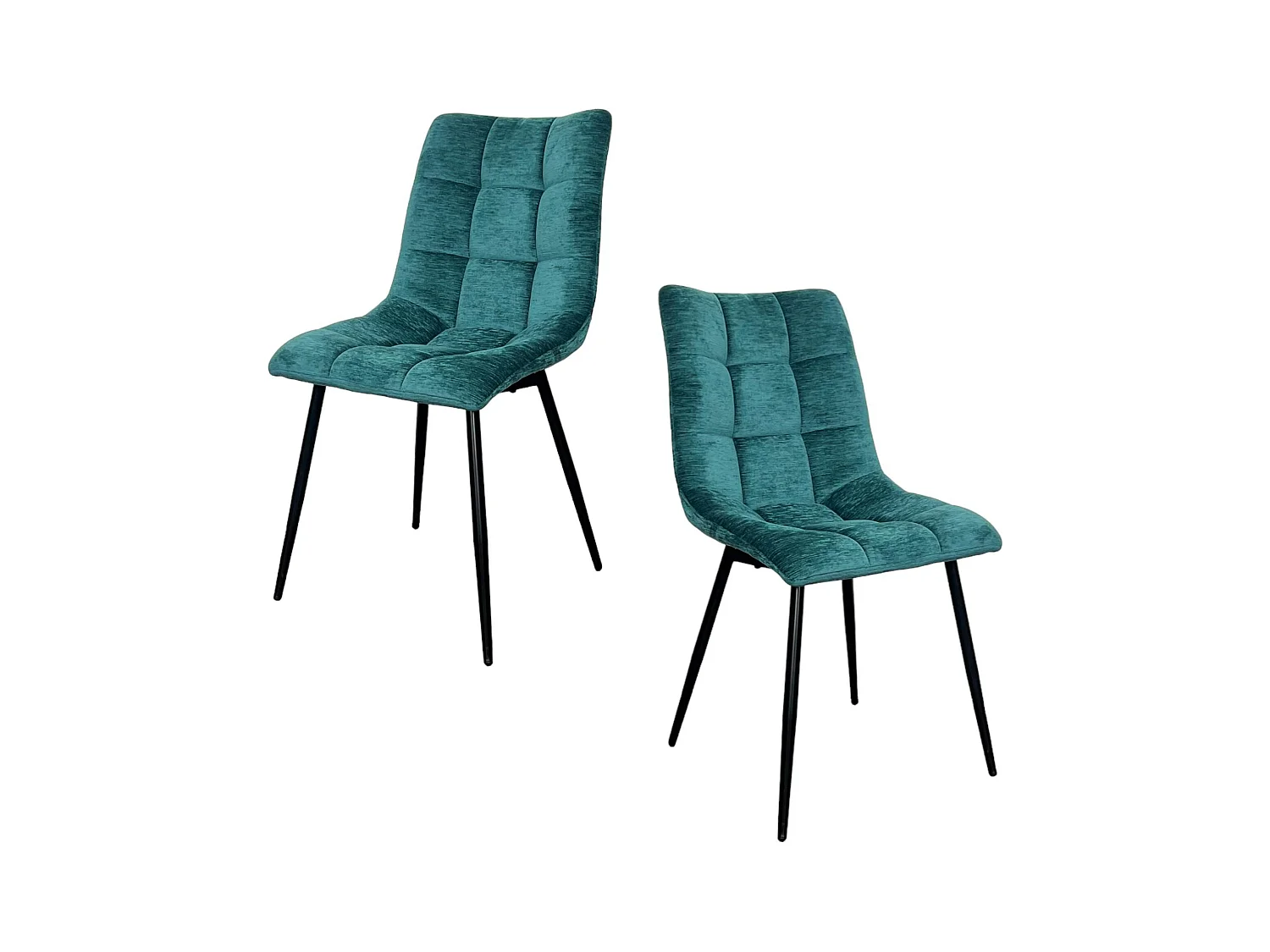 Chaise en velours lagon motif damier (lot de 2) PALERME