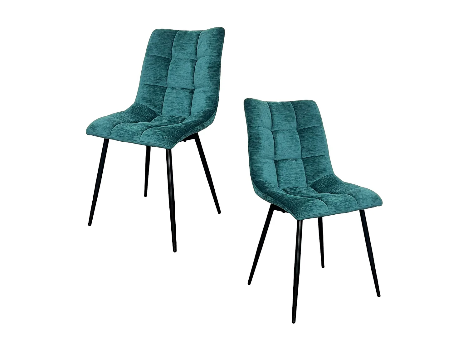 Chaise en velours lagon motif damier (lot de 2) PALERME