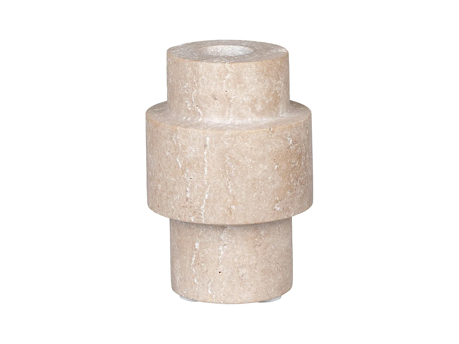 Bougeoir en travertin naturel - forme totem moderne et minimaliste