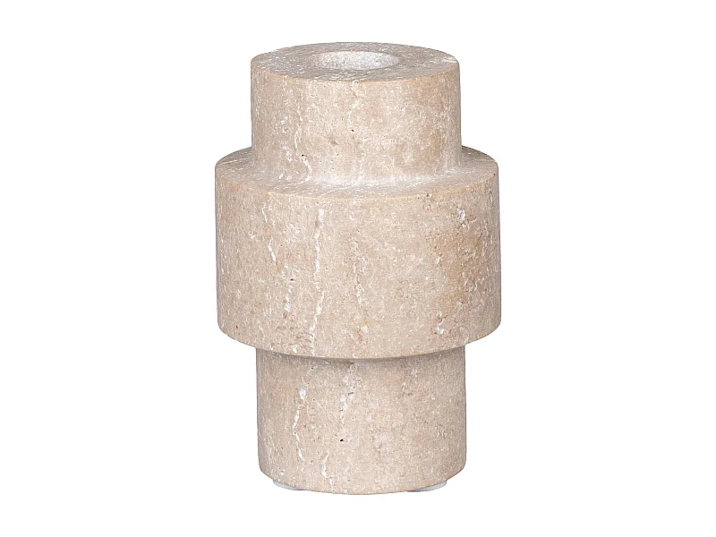 Bougeoir en travertin naturel - forme totem moderne et minimaliste