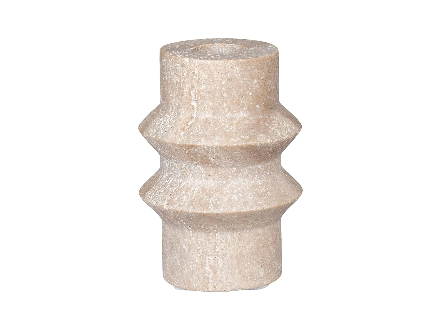 Bougeoir en travertin naturel - silhouette graphique à reliefs