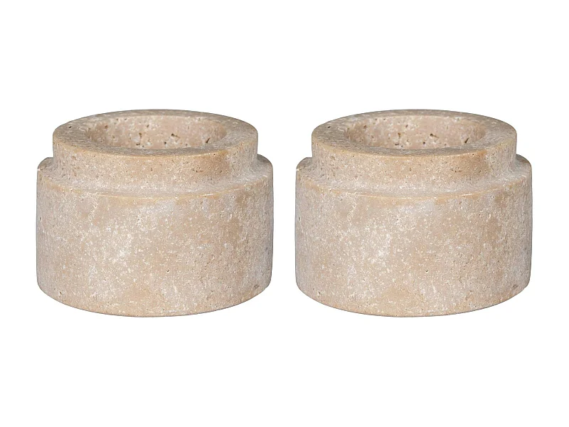 Bougeoir en travertin naturel (lot de 2) - style contemporain