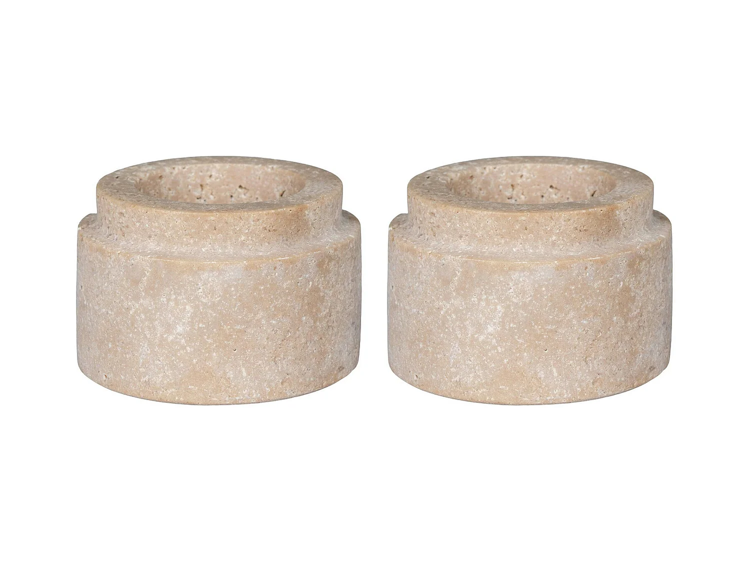 Bougeoir en travertin naturel (lot de 2) - style contemporain