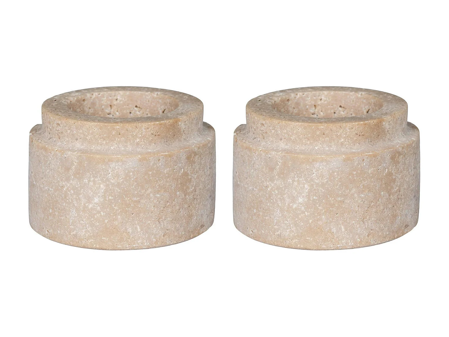 Bougeoir en travertin naturel (lot de 2) - style contemporain