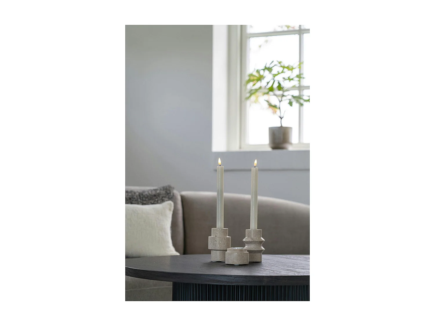 Bougeoir en travertin naturel (lot de 2) - style contemporain