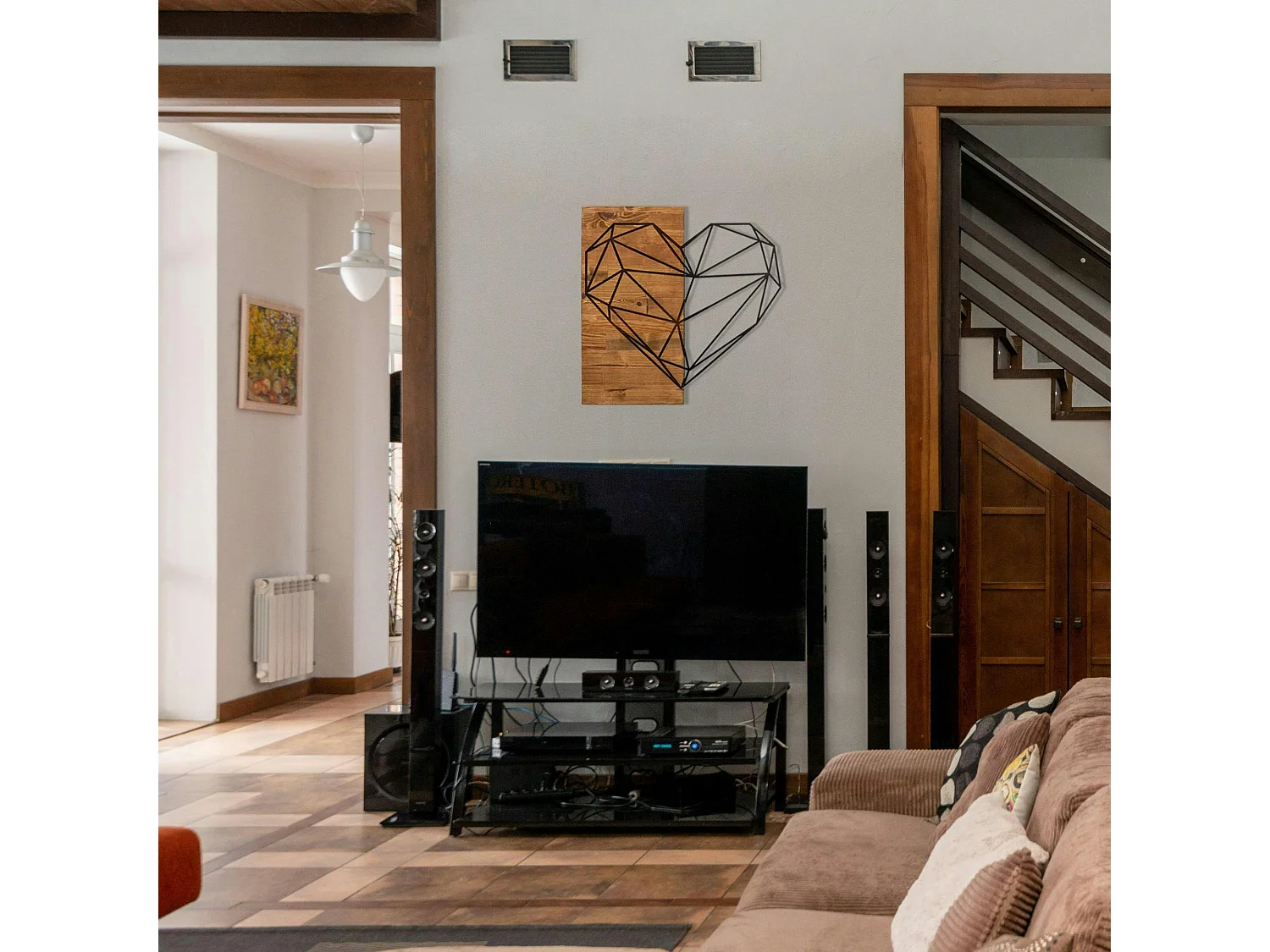 Décoration murale chambre – cœur métal et bois
