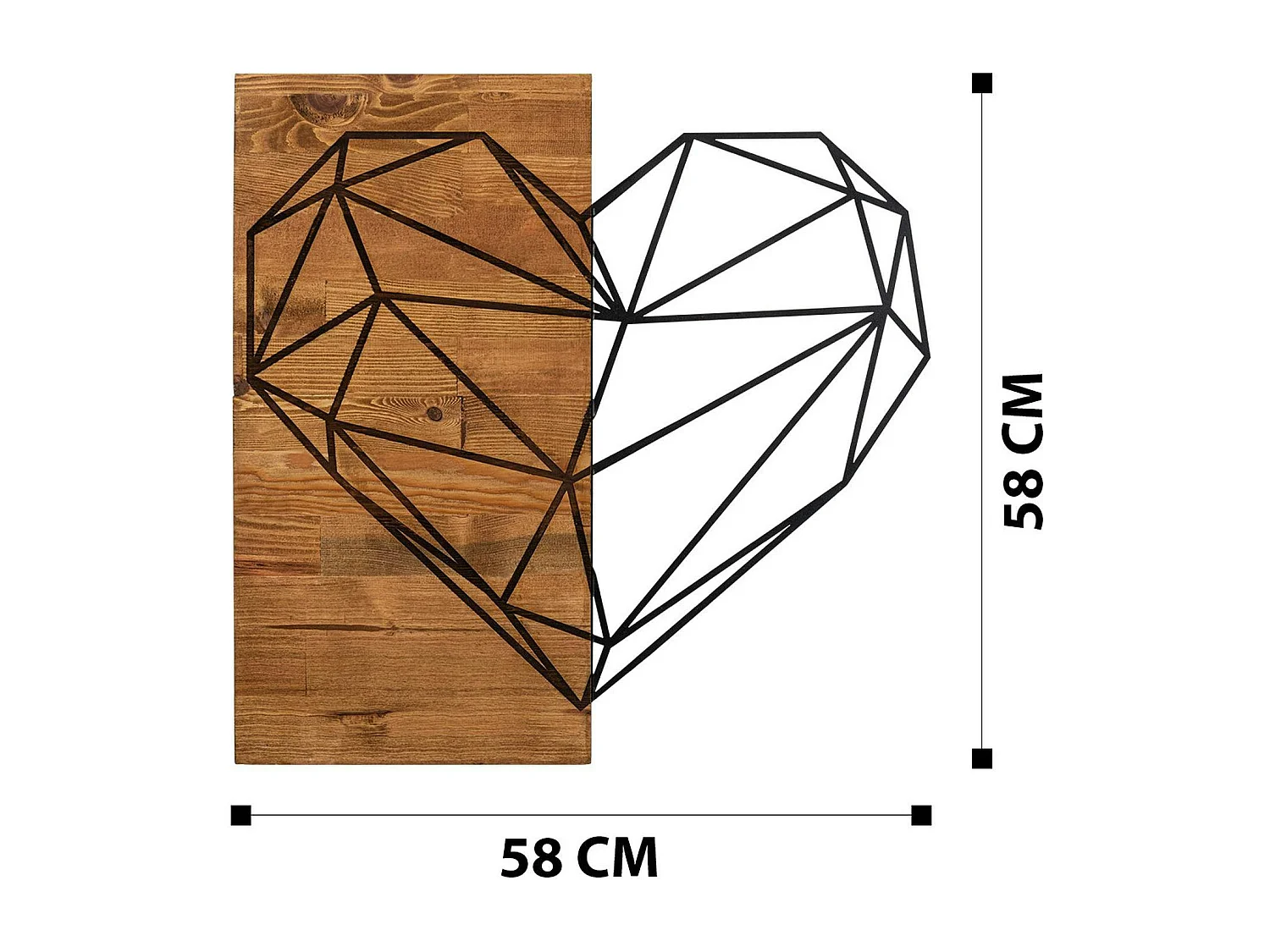 Décoration murale chambre – cœur métal et bois
