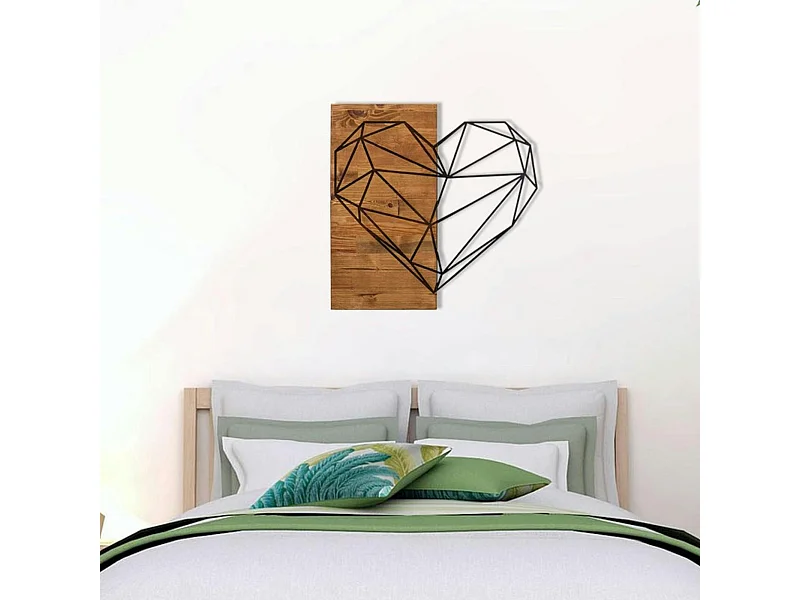 Décoration murale chambre – cœur métal et bois