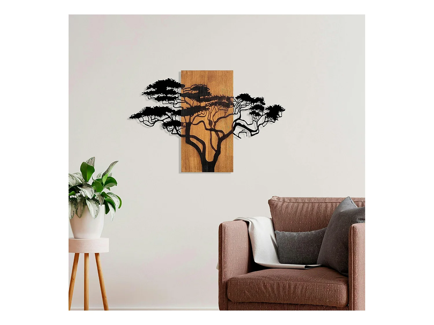 Décoration murale métal et bois – Acacia
