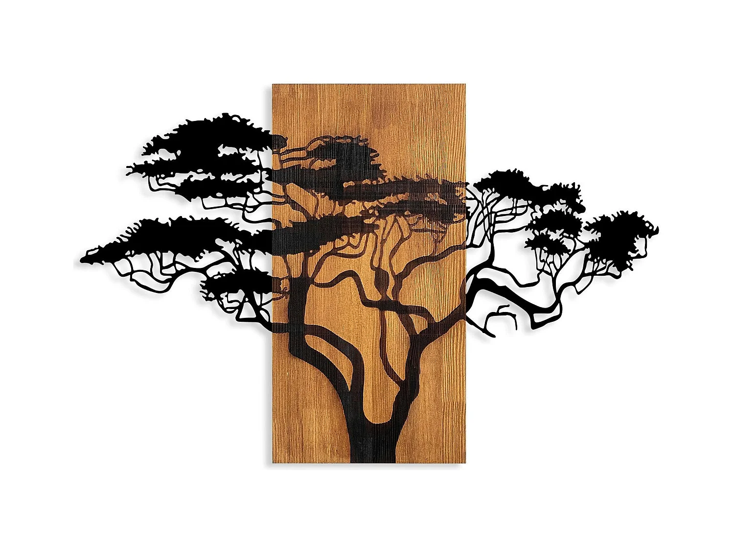 Décoration murale métal et bois – Acacia