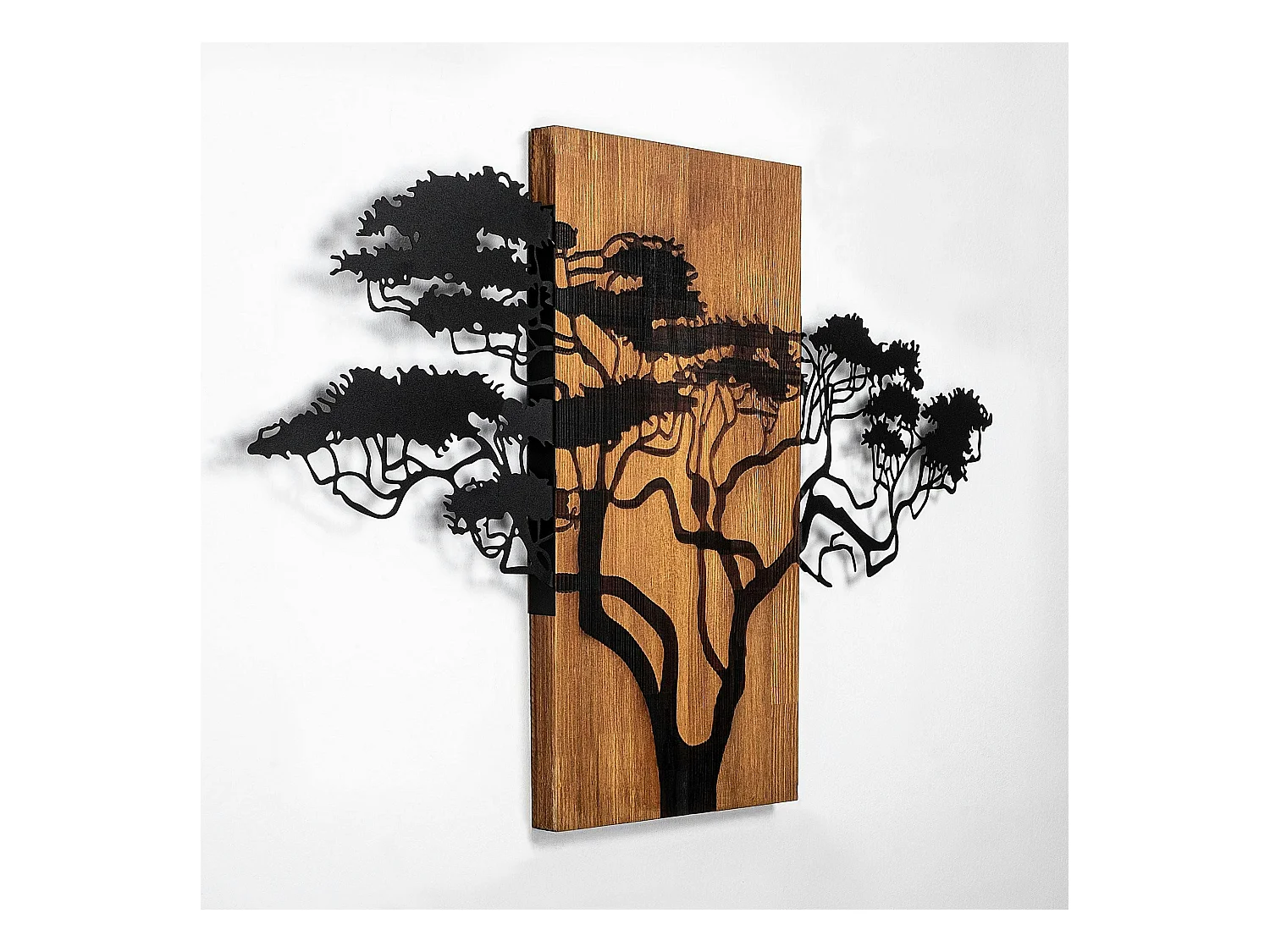 Décoration murale métal et bois – Acacia