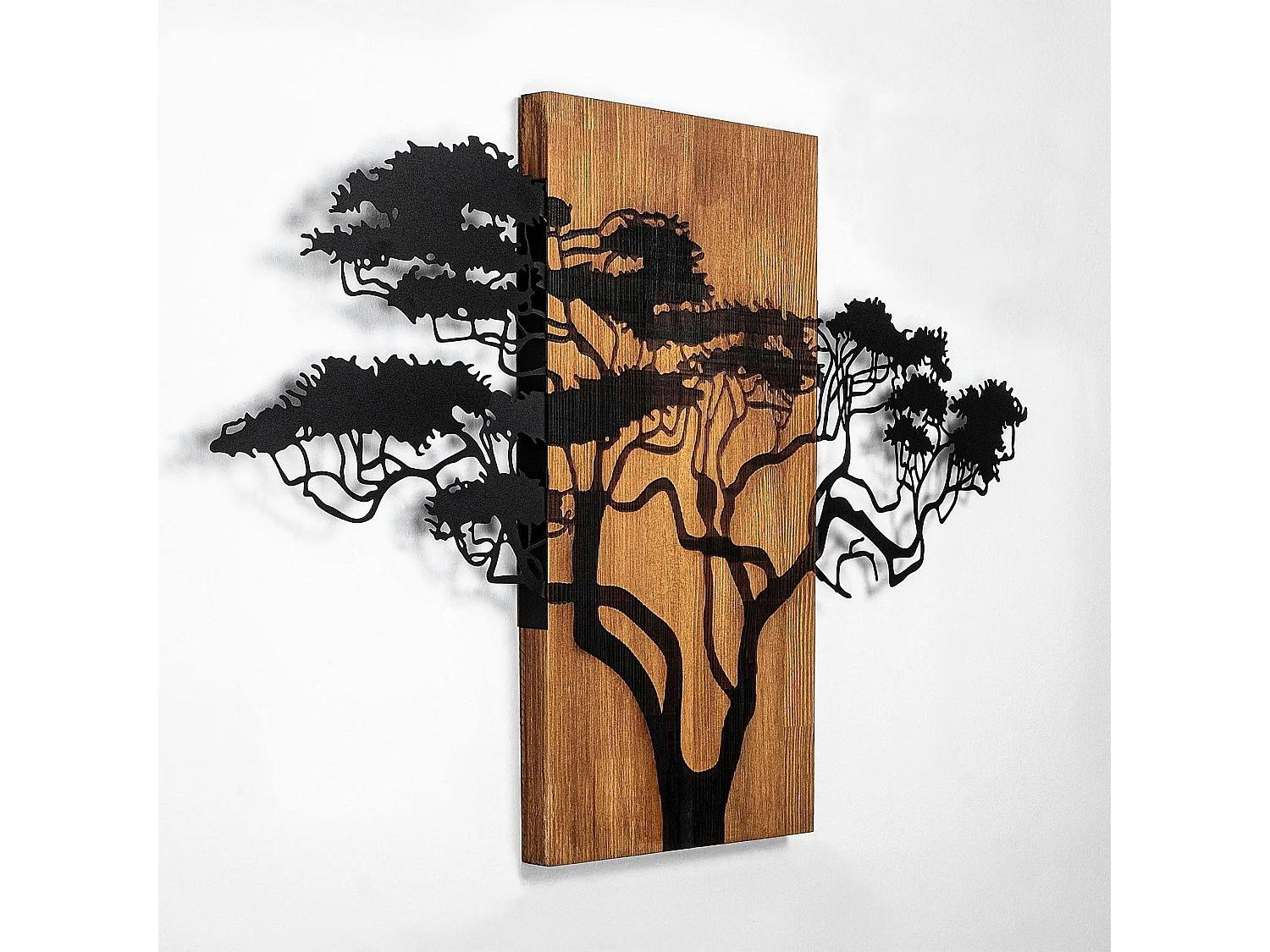 Décoration murale métal et bois – Acacia