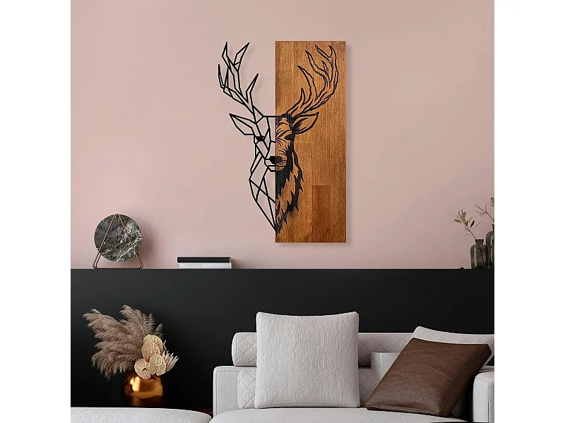 Décoration murale métal et bois – cerf