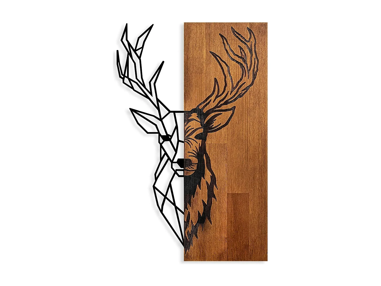 Décoration murale métal et bois – cerf