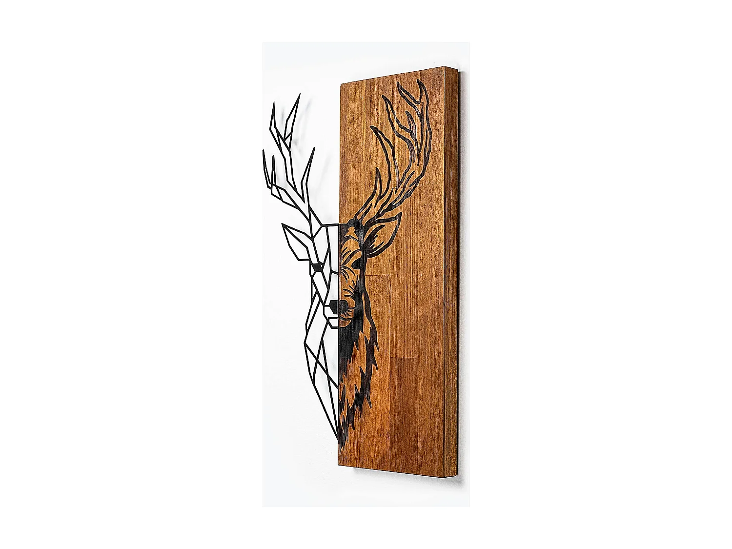 Décoration murale métal et bois – cerf