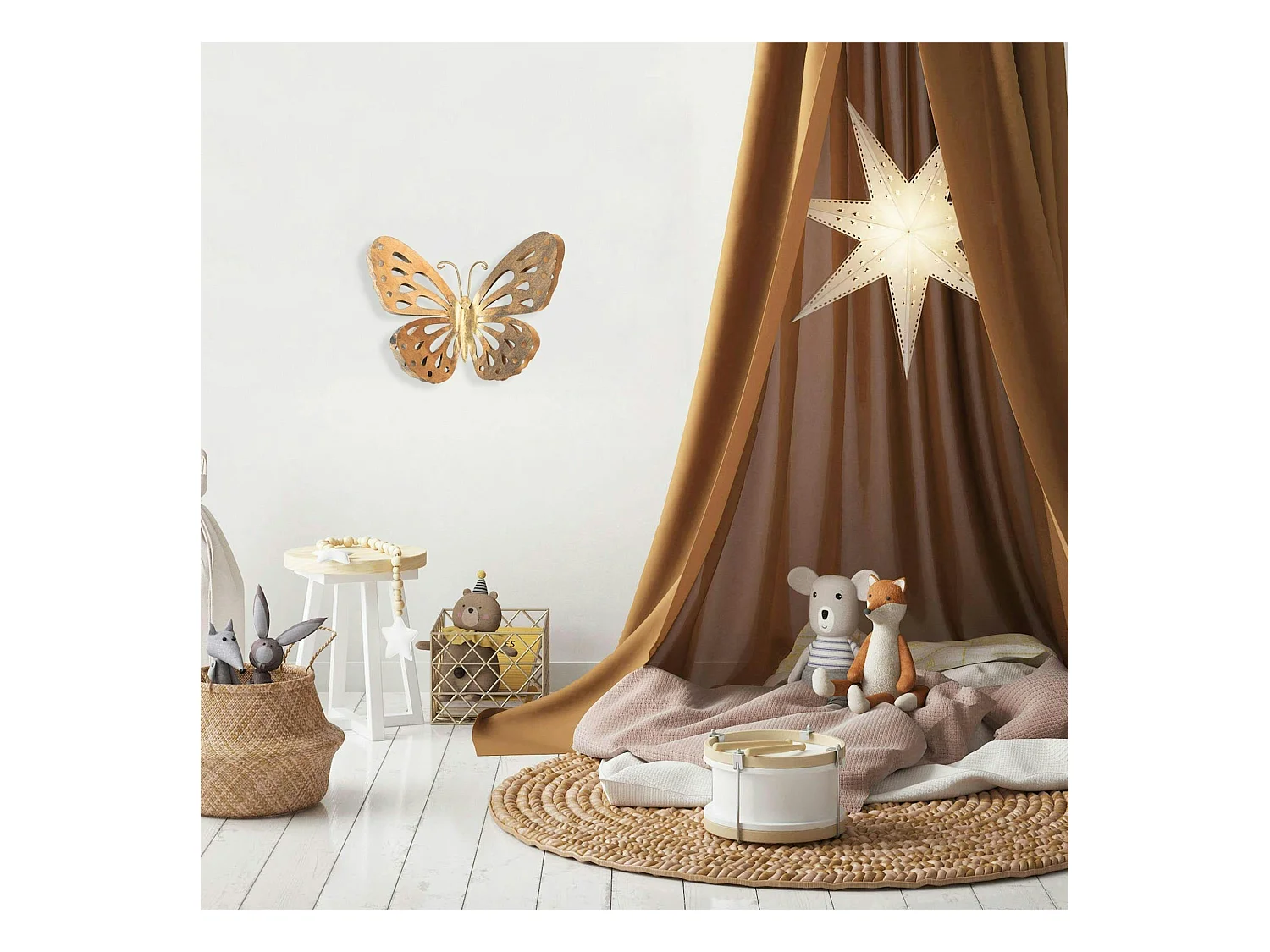Décoration murale en métal – papillon doré