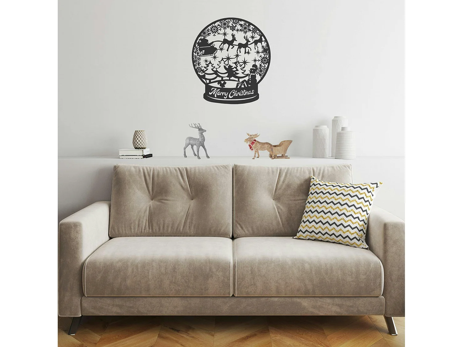 Coussin gris et jaune zébré – entretien facile IZMIR