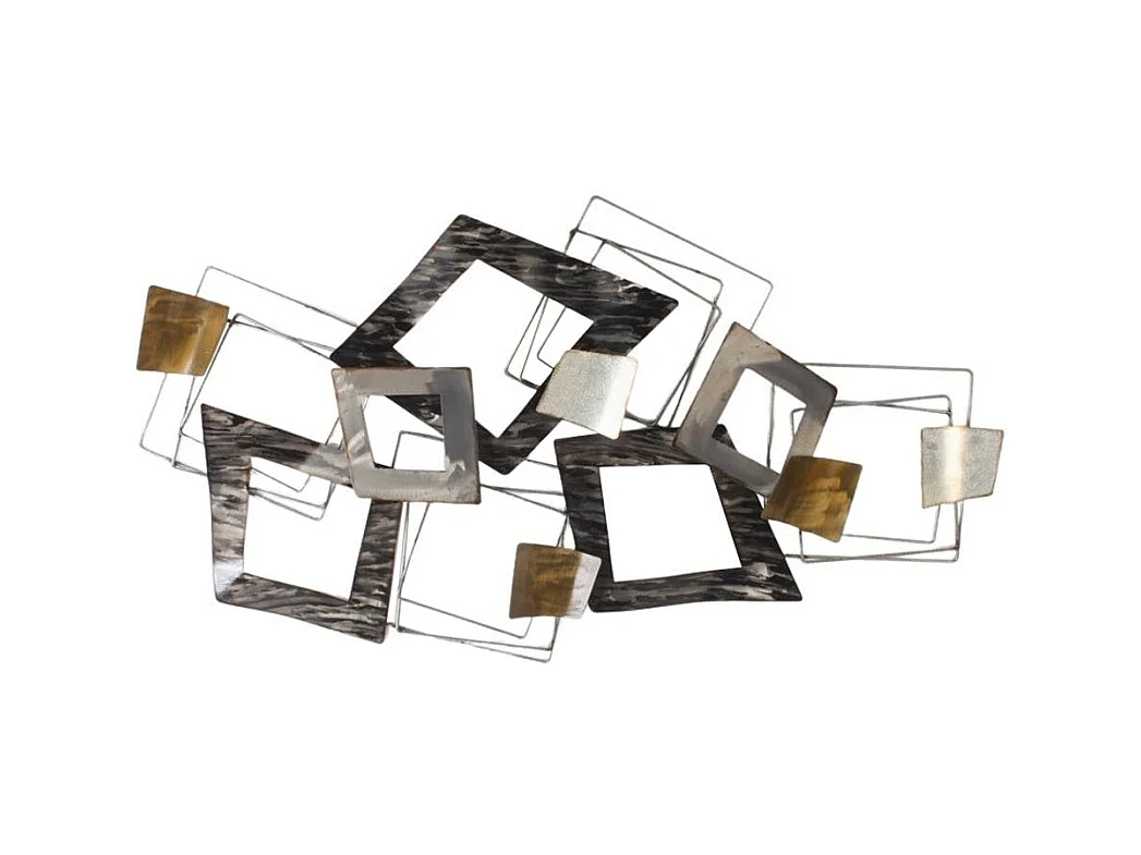 Décoration murale en métal carrés déformés