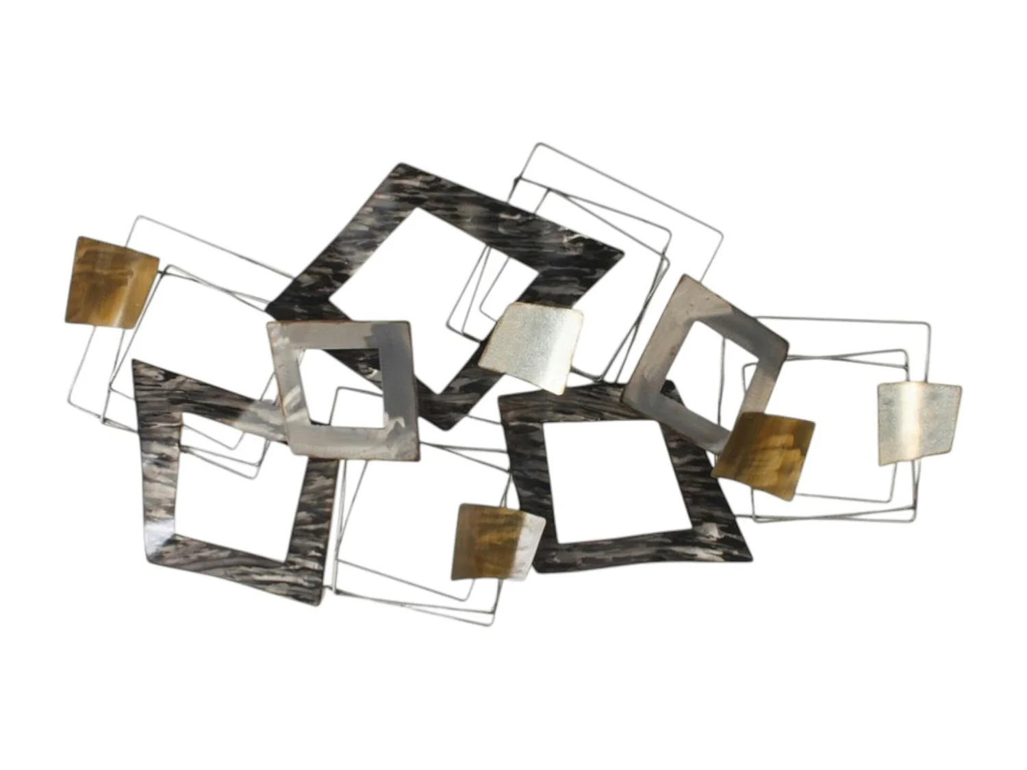 Décoration murale en métal carrés déformés