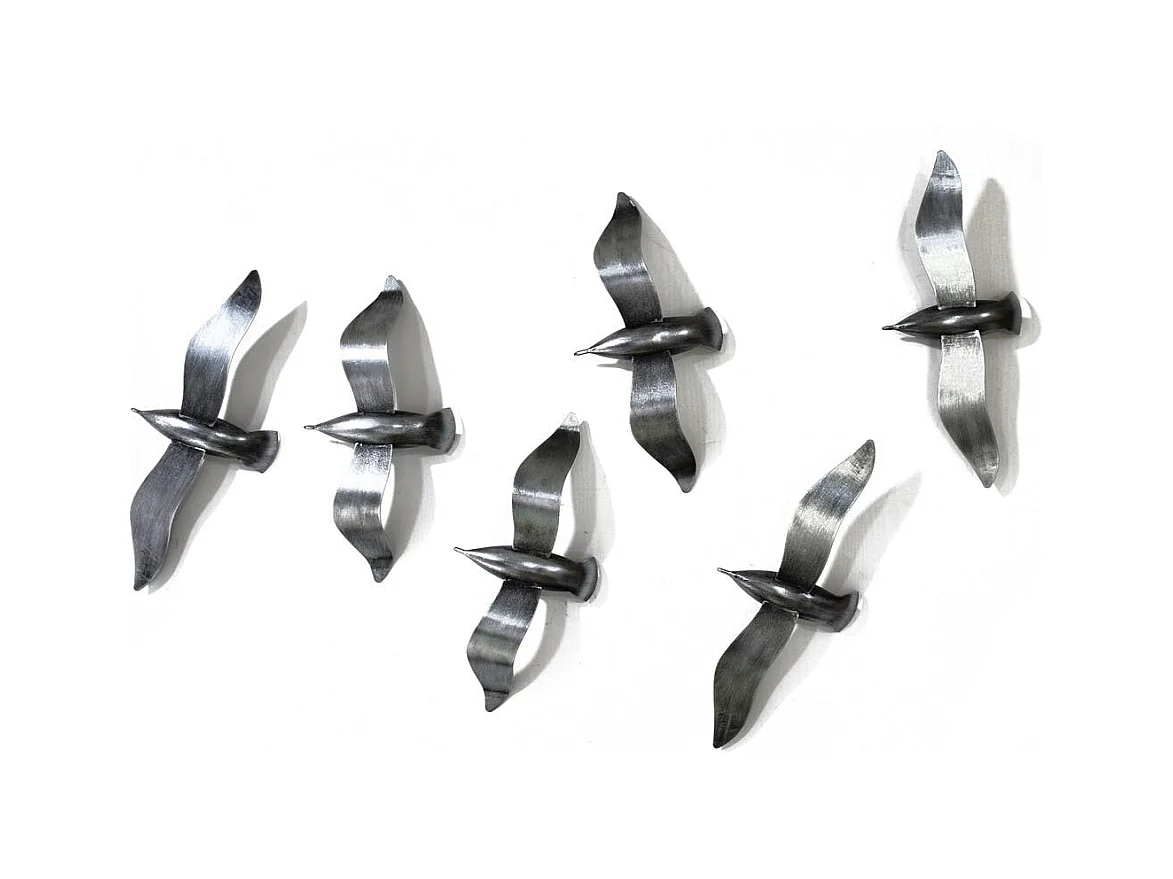 Décoration murale Envolée de Mouettes métal argenté