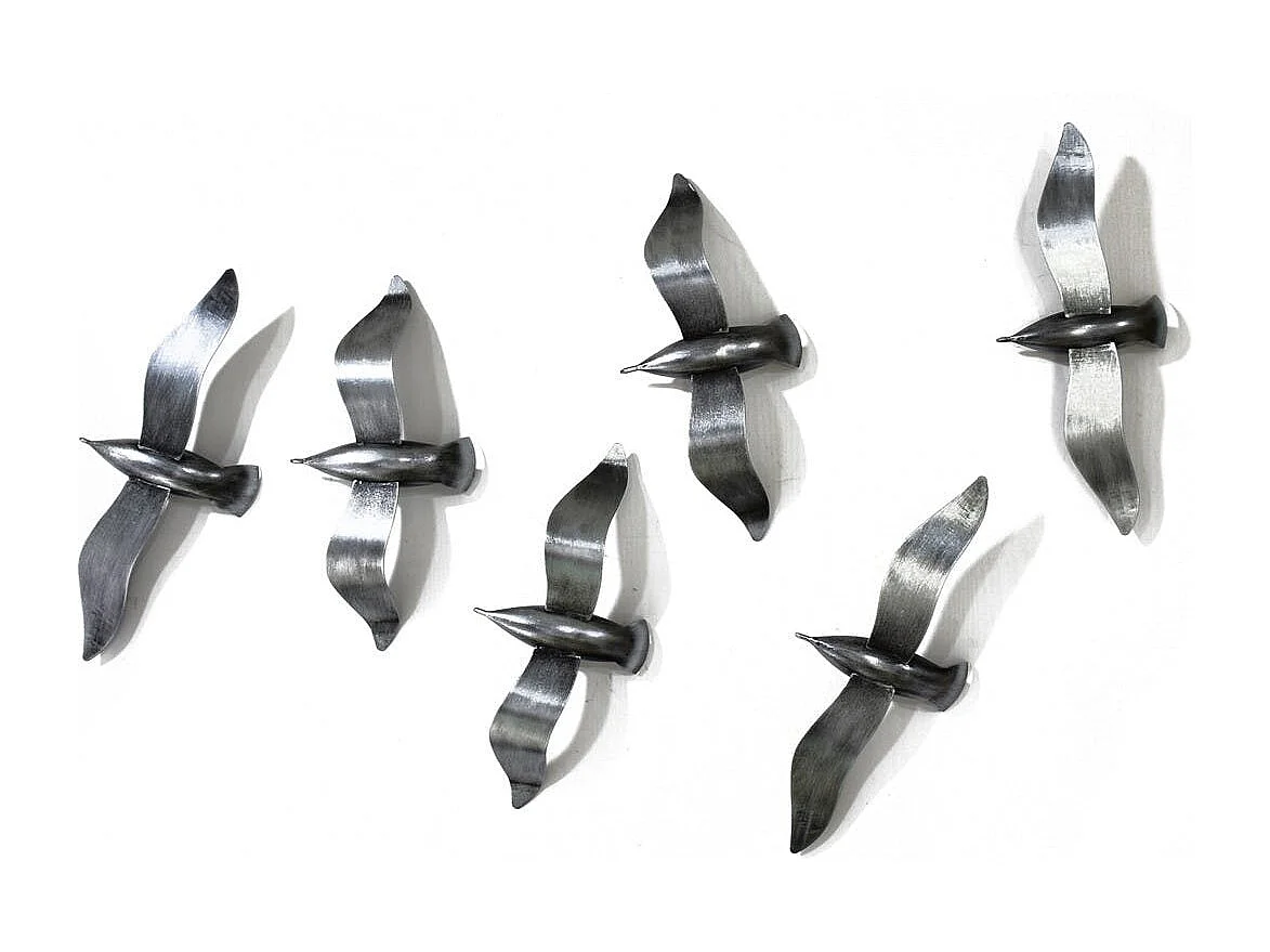 Décoration murale Envolée de Mouettes métal argenté