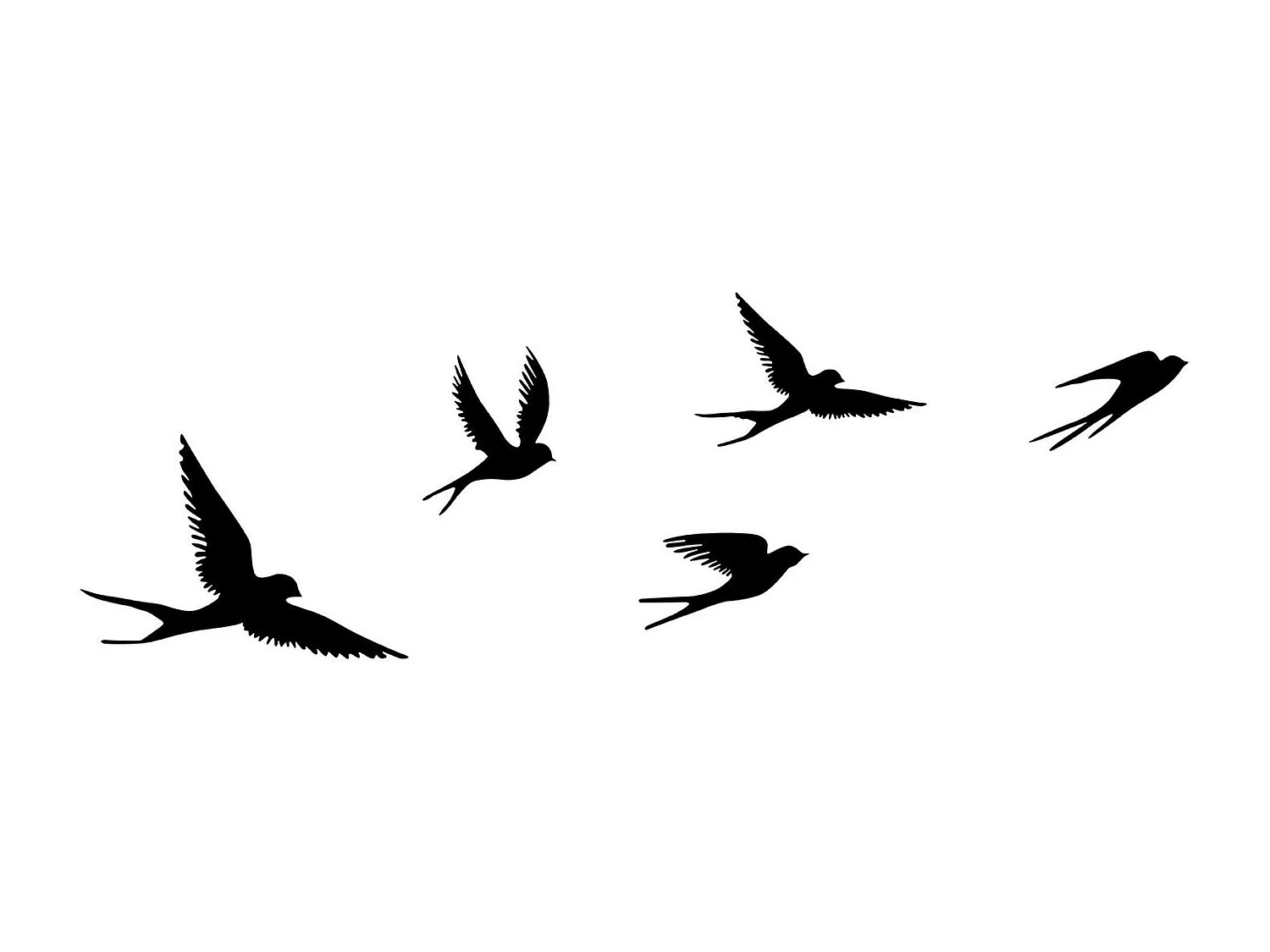 Décoration murale métal noir – envolée d'oiseaux (lot de 5)