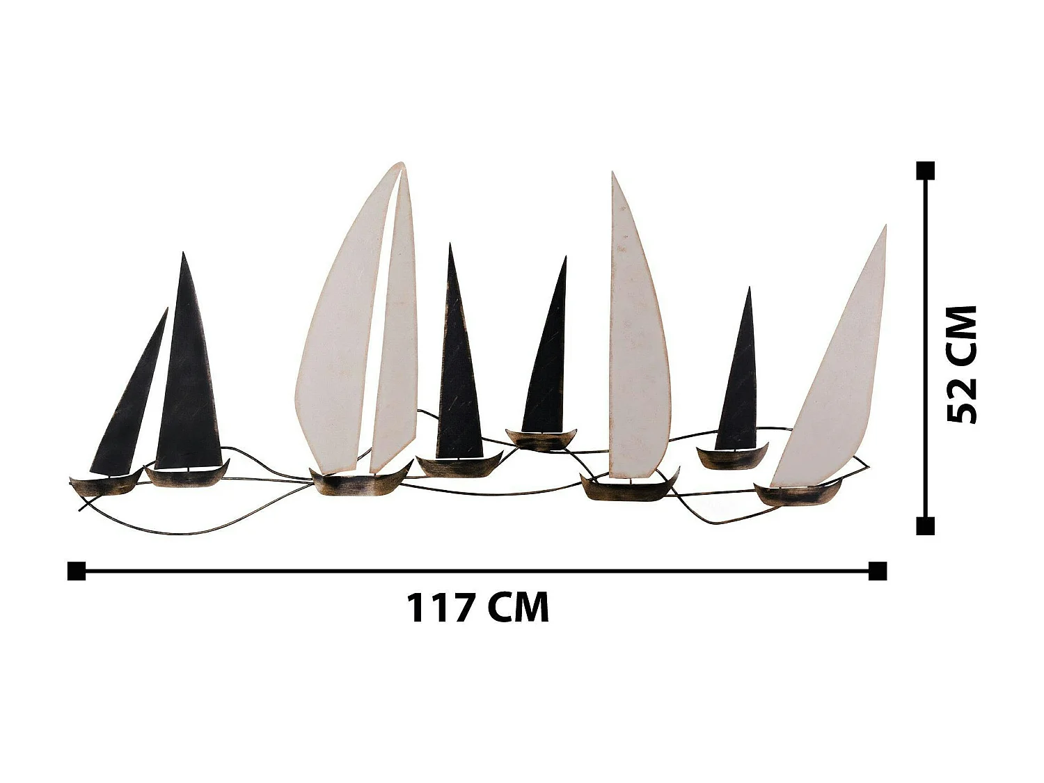 Décoration murale marine en métal – bateaux noirs et blancs