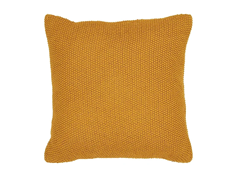 Coussin déco moutarde en coton recyclé BRUGES