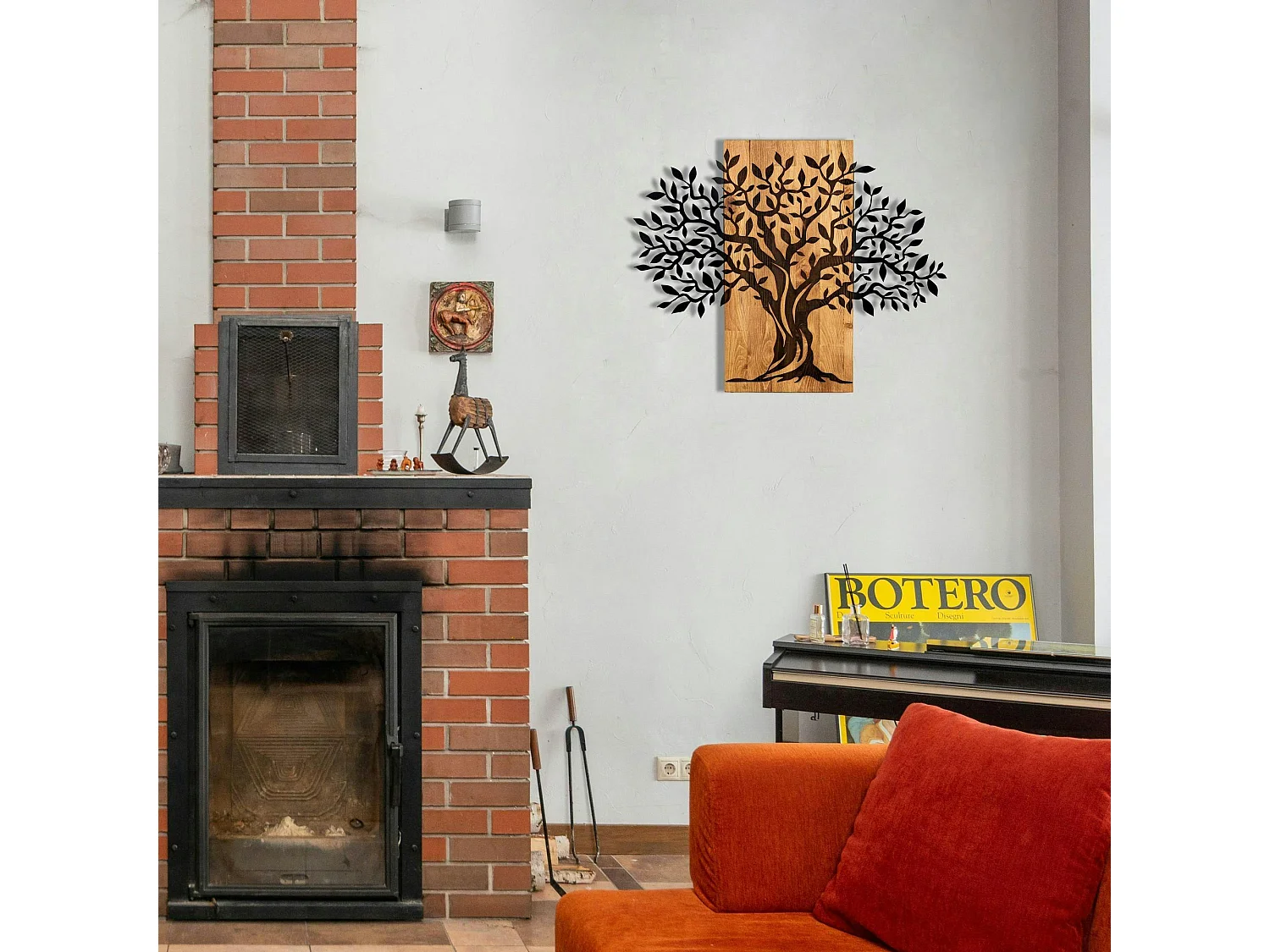 Décoration murale en métal et bois – arbre de vie