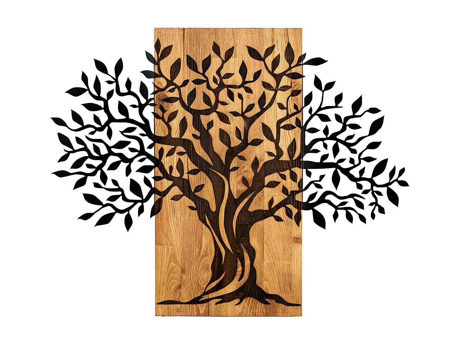 Décoration murale en métal et bois – arbre de vie