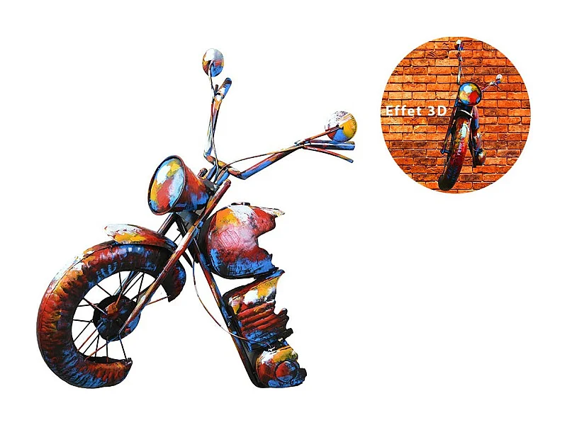 Décoration murale en métal moto