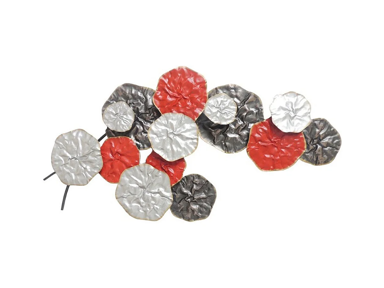 Décoration murale métal bouquet abstrait rouge gris